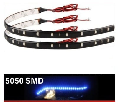Dagrijverlichting LED wit - 2x strip flexibel